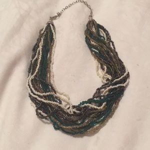 Multicolored, multi-strand statement necklace